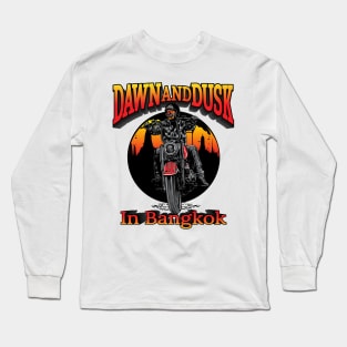 Dawn and Dusk in Bangkok,Thailand,yaksha biker illustration Long Sleeve T-Shirt